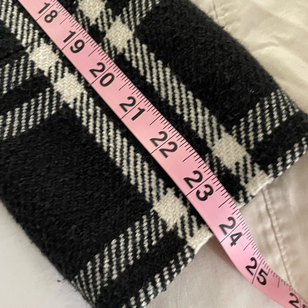 Grace Elements Wool Cropped Blazer Jacket Lined Black Ivory White Plaid - Picture 5 of 7
